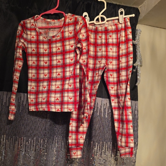 🔵Laura Ashley Red and White Plaid Kids Pajama Set - Picture 1 of 2